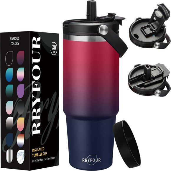 Other - 30/40 oz Tumbler with Straw & Flip Lid - Leak Proof Metal Tumbler Cups Travel Mu